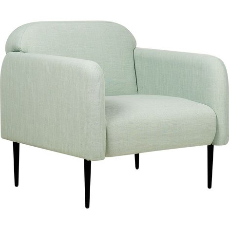 Poltrona Sedia Retro Art Deco Tessuto Lino Gambe in metallo Soggiorno Verde Chiaro e Nero Stouby