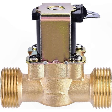 Électrovanne laiton 24V DC, 3/4 pouce normalement fermée, actionneur magnétique à solénoïde pour contrôle d'eau (1/5)