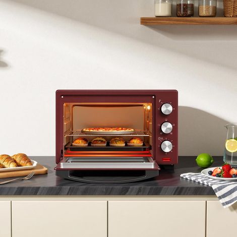 WOLTU Forno Elettrico 28 Litri Forno per Pizza Fornetto. Potenza 1600 W. Timer 60' e 3 Posizioni di Cottura. Rosso+Nero (1/5)