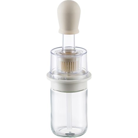 Flacon distributeur d'huile d'olive en verre avec goupillon et compte-gouttes en silicone (2 en 1). (1/5)
