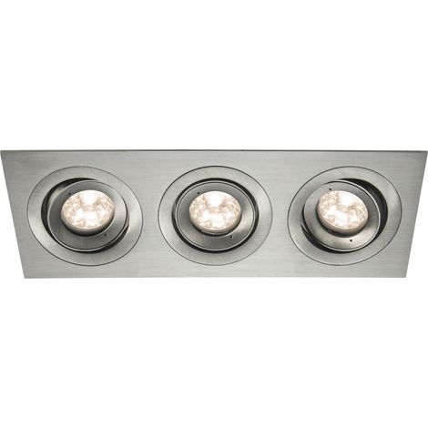 Spot BE BEST DESIGN GU10 rectangle 3 têtes orientable, alu brossé IP65 - EUROPOLE - 246563 (1/4)