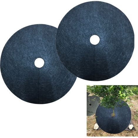 Ej.Life 2 Pièces Tapis de Plantes Disque de Paillage Tapis de Paillage en Fibre de Tapis de Désherbage des Plantes Tapis de Protection pour Plantes en Pot Biodégradable Diamètre extérieur 72cm - diamè (1/5)