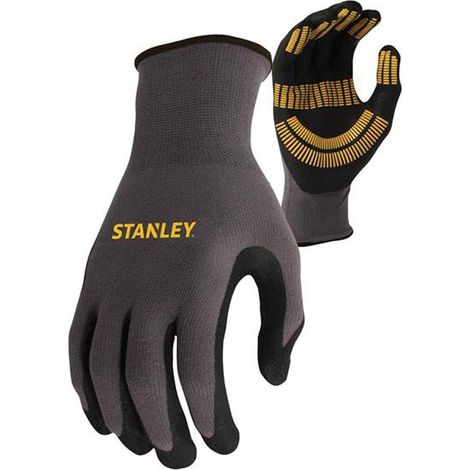 Stanley SY510 Razor Tread Gripper Gloves – Large (Size 9), Nitrile Palm, Extreme Grip, Washable, Breathable Safety Gloves