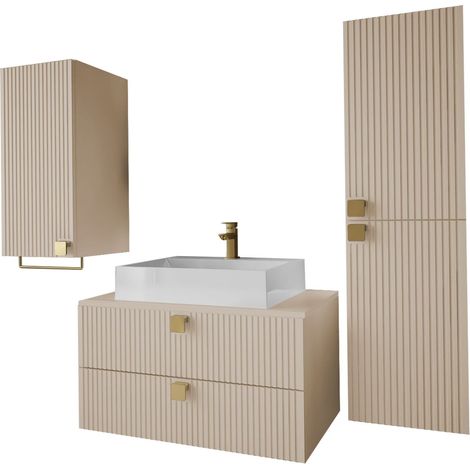 Conjunto de mueble de baño Panium II, De color marrón claro