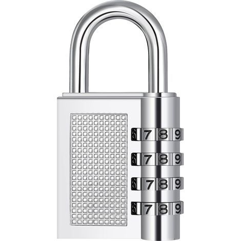 4-Digit Combination Lock for Lockers - School Gym Locker, Weatherproof Outdoor Lock for Fence, Gate, Garden Shed, Garage, Silver (1/5)