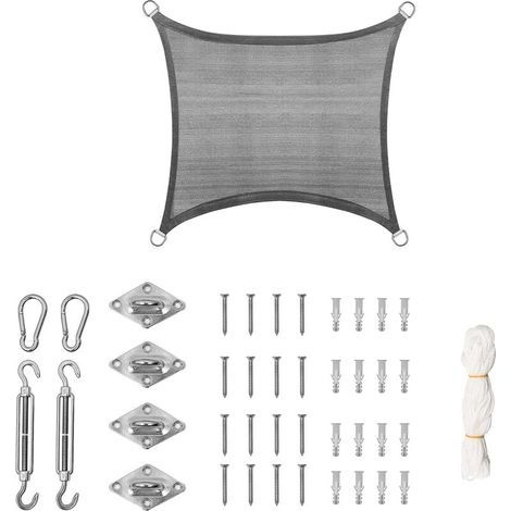 Voile d'ombrage rectangulaire 2x2m – HDPE 180 g/m² perméable à l'air – Protection UV 50+ – Fixation avec œillets et cordons (1/5)
