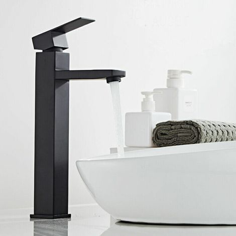 YMYNY Robinet de lavabo noir Robinet haut de salle de bain Lavabo de salle de bain Mitigeur à une main (1/5)