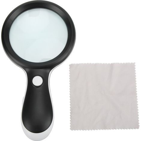10x Portable Magnifier with 18 LED Light Rings, Dual-Purpose Portable Optical Magnifier for Reading and High-Definition Identification, Black (1/5)