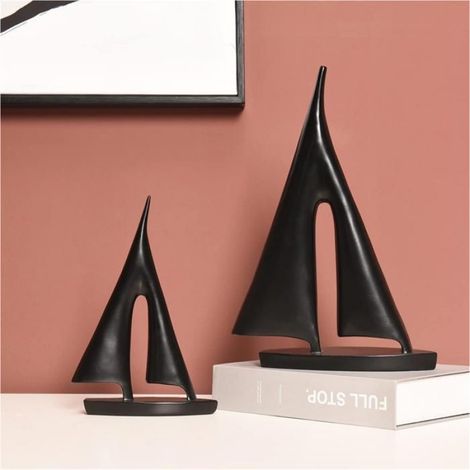 Sculpture Voilier - Résine Noire - Décoration Intérieure Bureau Maison Café - Lot de 2 (1/5)