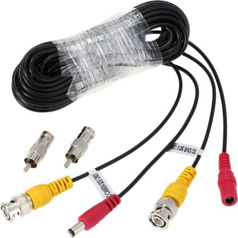 Câble siamois d'alimentation vidéo BNC de 10 m (32 pi) pour kit DVR de caméra de surveillance