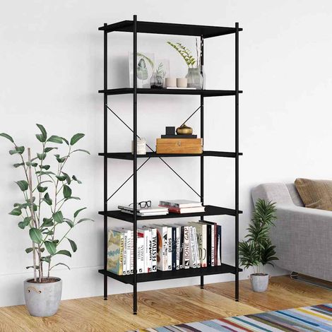 336347 vidaXL 5-Tier Shelving Unit Black 80x40x163 cm (1/5)