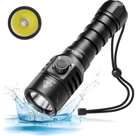 lampe de plongée 3200 lm, portée 472 m, IPX8, perles lampe STF70, 6500 K, lampe de plongée avec mode verrouillage et interrupteur magnétique (1/5)