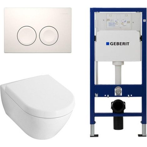 Villeroy & Boch Subway 2.0 ensemble WC avec abattant luxe, réservoir UP100 et bouton Delta 25 Blanc