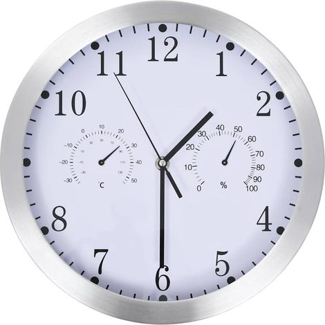 vidaXL Reloj de pared de cuarzo higrómetro y termómetro 30 cm blanco (1/2)