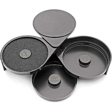 Lot de 1 plateau à 3 niveaux pour border les verres à margarita et cocktails, outil de barman, boîte à sel et à épices (1/5)