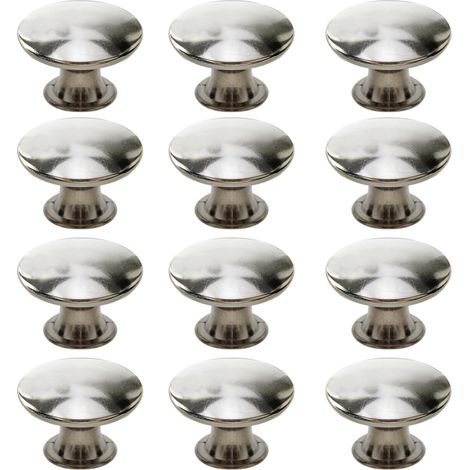 Poignées de porte de tiroir rondes rétro, adaptées aux tiroirs, armoires et placards (12 pièces, argent)