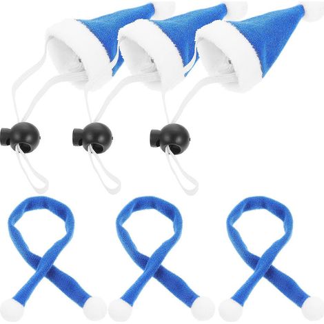 Lot de 6 chapeaux et écharpes décoratifs de Noël pour animaux de compagnie - Accessoires de déguisement de Noël pour animaux de compagnie-25X1.2CM-Blue (1/3)