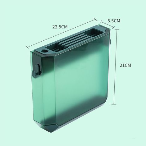 Porte-couteaux transparent en PET, support mural pour couteaux de cuisine, porte-couteaux ultra-fin pour placard, bloc à couteaux dissimulé, porte-couteaux en PET vert (1/5)