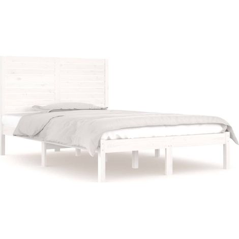 Maison Exclusive - Estructura de cama de madera maciza blanca 135
