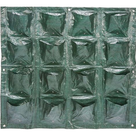Sac de culture vertical pour plantes, jardinière murale à 16 poches, mur végétal pour fleurs et verdure. (1/5)
