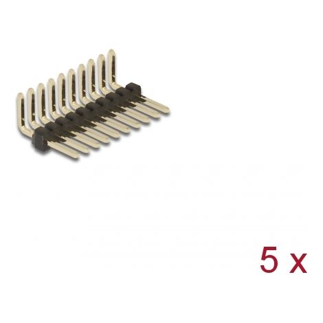 Delock Cabezal de 10 pines, densidad 1,27 mm, 1 hilera, angulado, 5 piezas