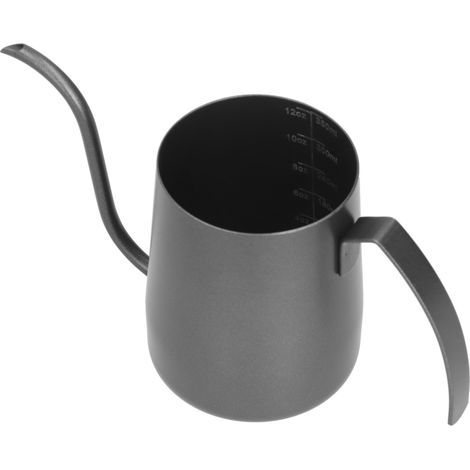 Bouilloire col de cygne en acier inoxydable 304 avec échelle intérieure pour café filtre, 350ml noir (1/5)