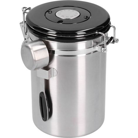 Kaffeebohnenbehälter mit Auslassventil, Teeblatt-Aufbewahrungsbox für die Küche, silberner Löffel 1,8 l (gefüllt mit 750 g Kaffee). (1/5)