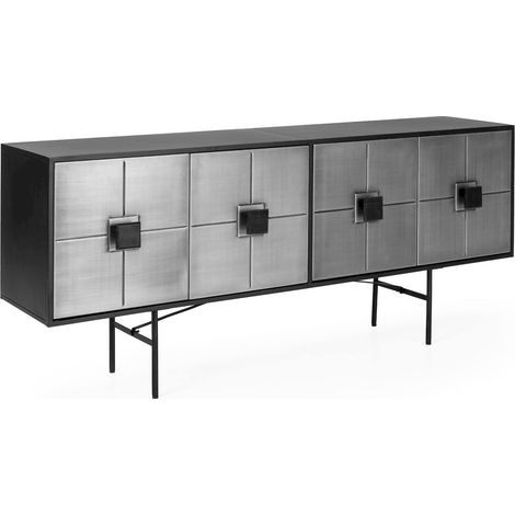 Buffet métal et marbre noir argent style contemporain élégant - noir argent élégant (1/5)