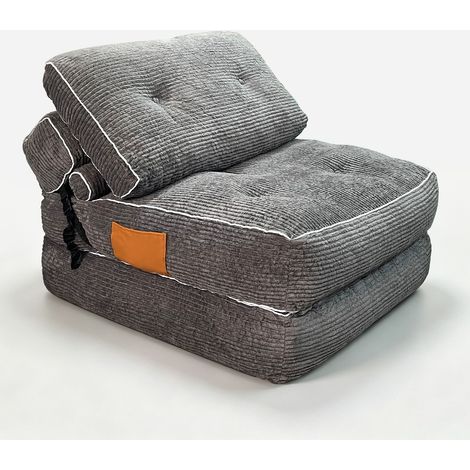 Poltrona letto pieghevole da pavimento in velluto a coste grigio 52 x 42 x 39 cm MODENUIT (1/5)