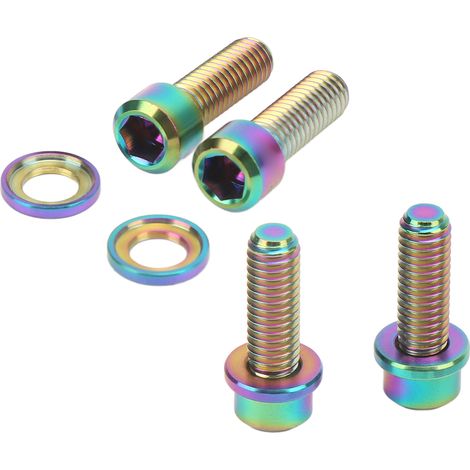 4 Kits de Vis de Frein Disque M6 18mm, Antidérapantes, Résistantes à la Corrosion, Alliage Léger, Rondelles Colorées pour Vélo et Motocyclette (1/5)