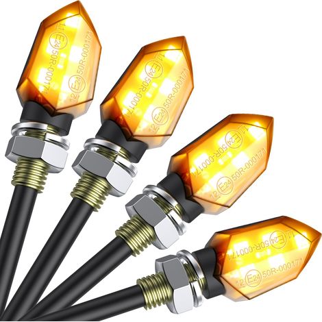 Clignotants LED Moto 12V LED Fumés Microclignotants Miniclingots 5LED Clignotants Universels à Verre Fumé pour vis M8 IP65 Étanche (1/5)