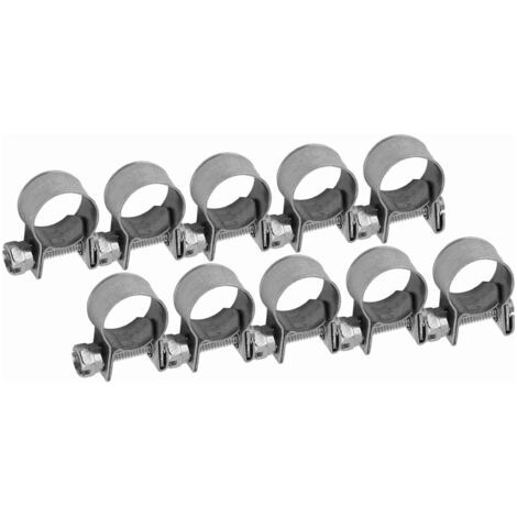 BUNTHAUS Lot de 10 mini colliers de serrage en acier inoxydable pour tuyaux de carburant, diamètre au choix : 6 à 20 mm. (1/5)