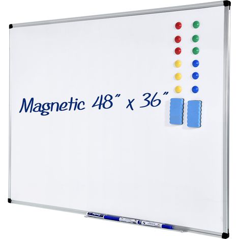 Tableau blanc magnétique 90x120 cm, ardoise effaçable à sec Ymiko, grand tableau mural pour réunions et école (1/5)