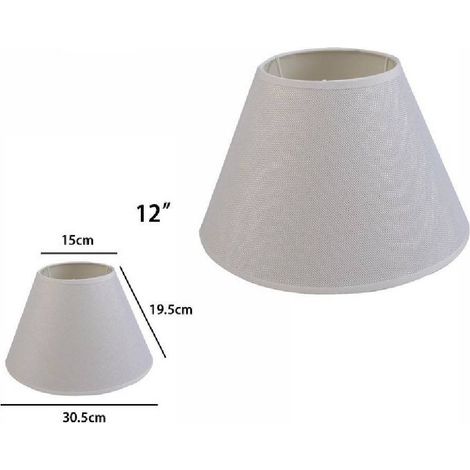 Abat-jour Conique Cylindrique Classique De Remplacement Pour Lampe Et Applique En Tissu Tnt -12" -blanc