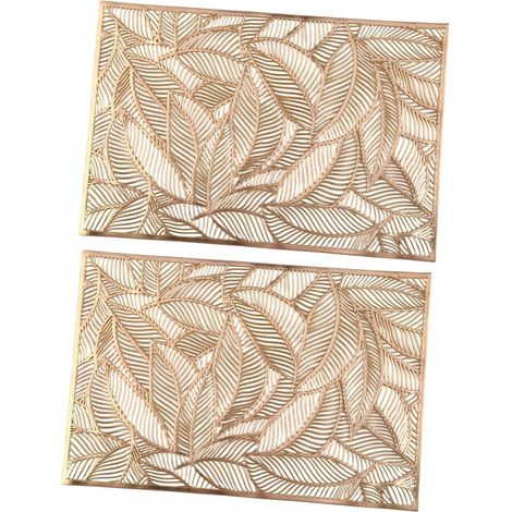 2-teiliges goldenes Tischset aus robustem PVC, dicke und hitzebeständige Tischsets mit Lochmuster für die Küche, abwaschbar und fleckenabweisend, elegant