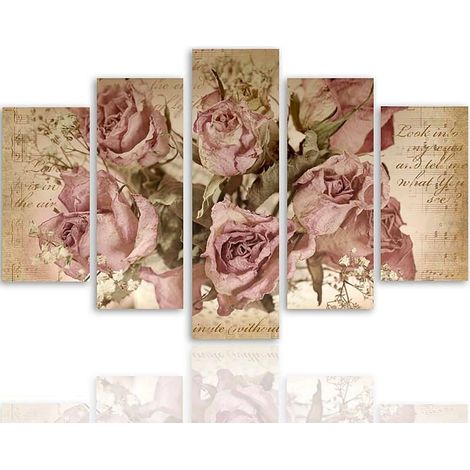 Tableau roses sur l'arrière-plan de la notation musicale - 150 x 100 cm (1/5)
