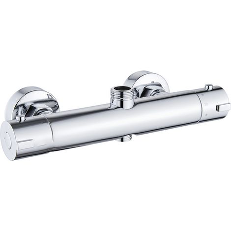 Universelle thermostatische Duscharmatur, zwei Auslässe, verchromter Duschsäulenmischer, Metallic-Silber, exklusiv (1/5)