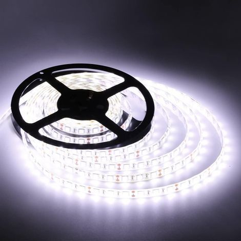 Flexible, waterproof, 12-volt LED strips, 5m pack, for indoor/outdoor decoration (white) (1/3)