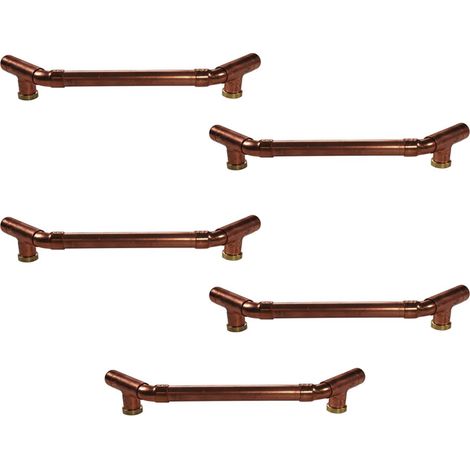 Lot de 5 Poignées élégantes en Cuivre - Entraxe 128 mm - Ø12 - Arcanaute (1/3)
