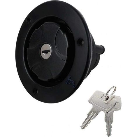 Bouchon de verrouillage d'eau douce pour camping-car, entrée d'eau par gravité avec 2 clés pour camping-car, camping-car, trappe de remplissage (noir) (1/3)