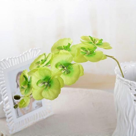 Lot de 10 orchidées papillon artificielles, fleurs artificielles pour la décoration intérieure et les mariages. Accessoiresvert (1/5)