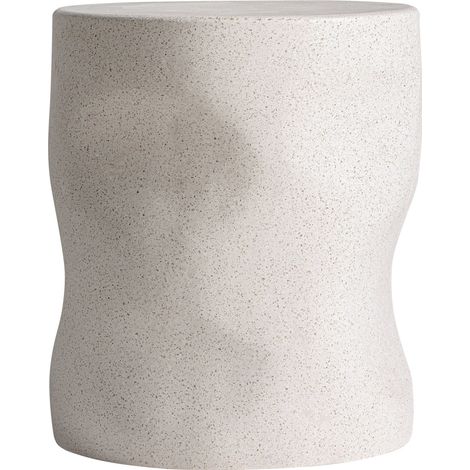 Bout de canapé en terrazzo contemporain - blanc cassé moucheté (1/3)
