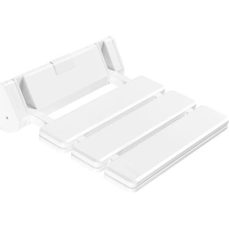 Asiento de ducha plegable, diseño que ahorra espacio, fácil de instalar, blanco. (1/2)