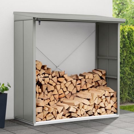 Hörmann Ecostar Metall Kaminholzregal Elegant Typ 2, graualuminium, 181 x 103 x 198 cm (T x B x H)