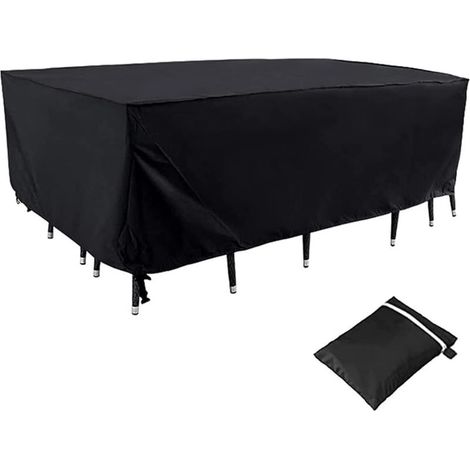 (120x120x74cm)(Noir)Housse de canapé d'extérieur robuste, imperméable, protection contre les intempéries, rectangulaire, résistante à la pluie, à la neige, à la poussière, aux UV et au vent (Noir) (1/5)