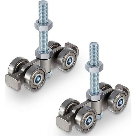 Roulettes silencieuses à 4 roues pour chariot, compatibles avec les profilés de 41 mm (1-5/8") de large et de hauteur maximale de 41 mm (1-5/8"), avec boulon M10 (2 pièces). (1/5)
