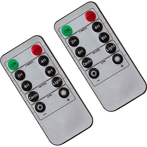 Set mit 2 universellen 10-Tasten-Fernbedienungen für flammenlose, flackernde LED-Kerzen (1/5)