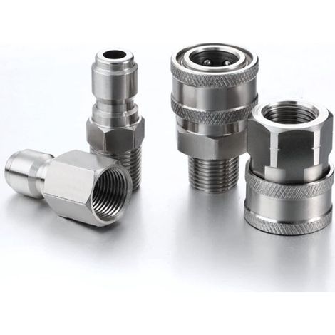 Juego de adaptadores para hidrolavadora, kit de acoplamiento rápido, acoplamiento rápido macho y hembra, rosca interna y externa de 1/4, estilo 2 (1/5)