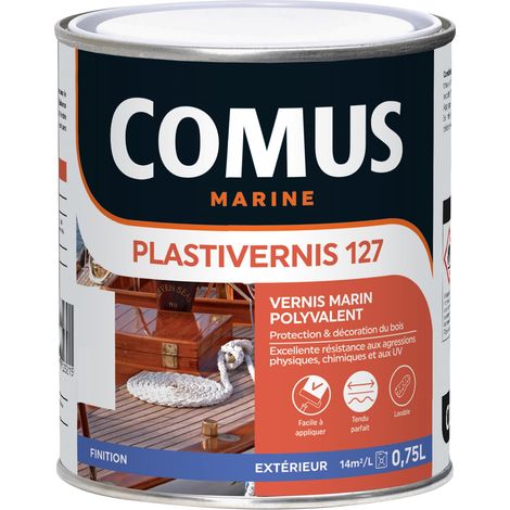 Comus – Vernis marin monocomposant alkyde-uréthane satin 0,75 L – Résistance UV et chimique – Pour bois dur et teck – Fabrication française