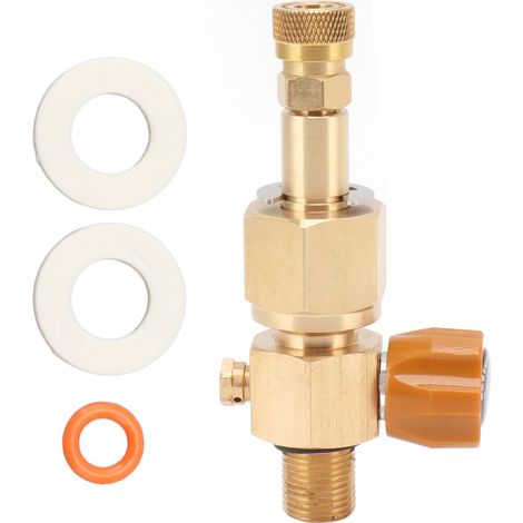 Ortviai Robinet de remplissage CO2 en laiton, filetage 5/8-18 UNF, raccord femelle haute pression 5000 psi, finition or (1/5)